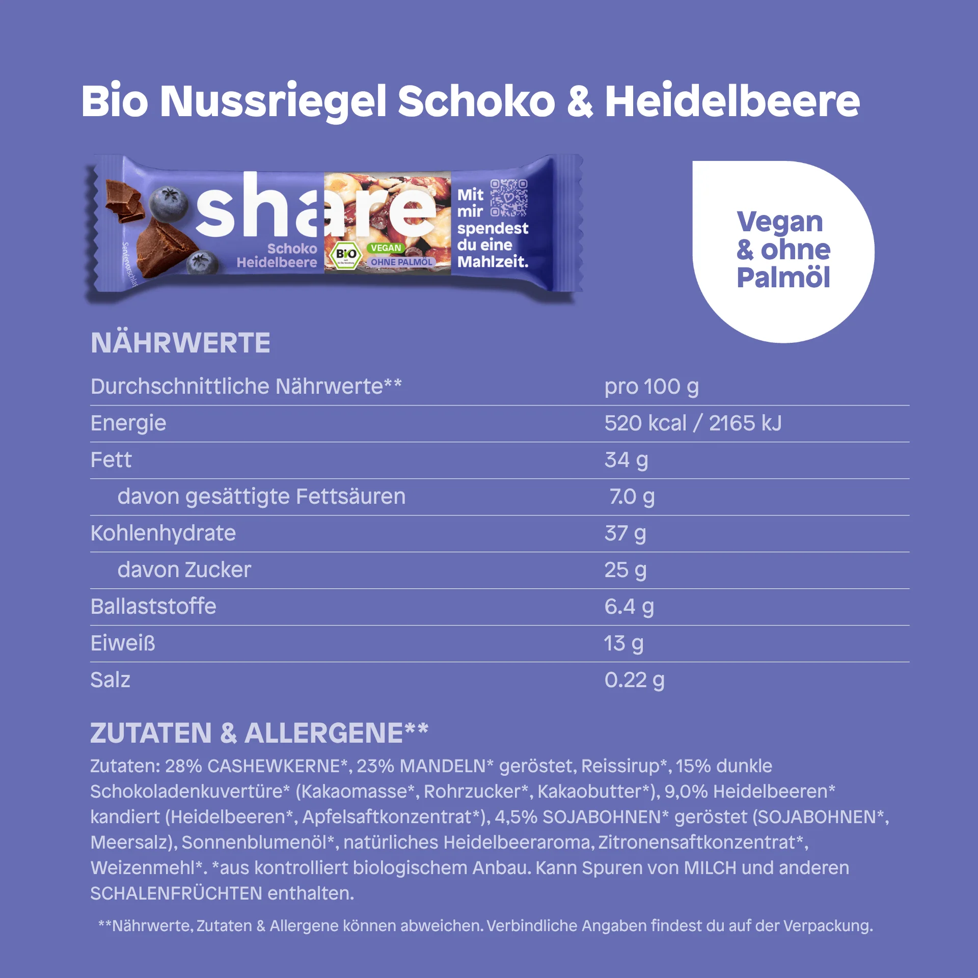Bio Nussriegel Schoko & Heidelbeere - Image 5