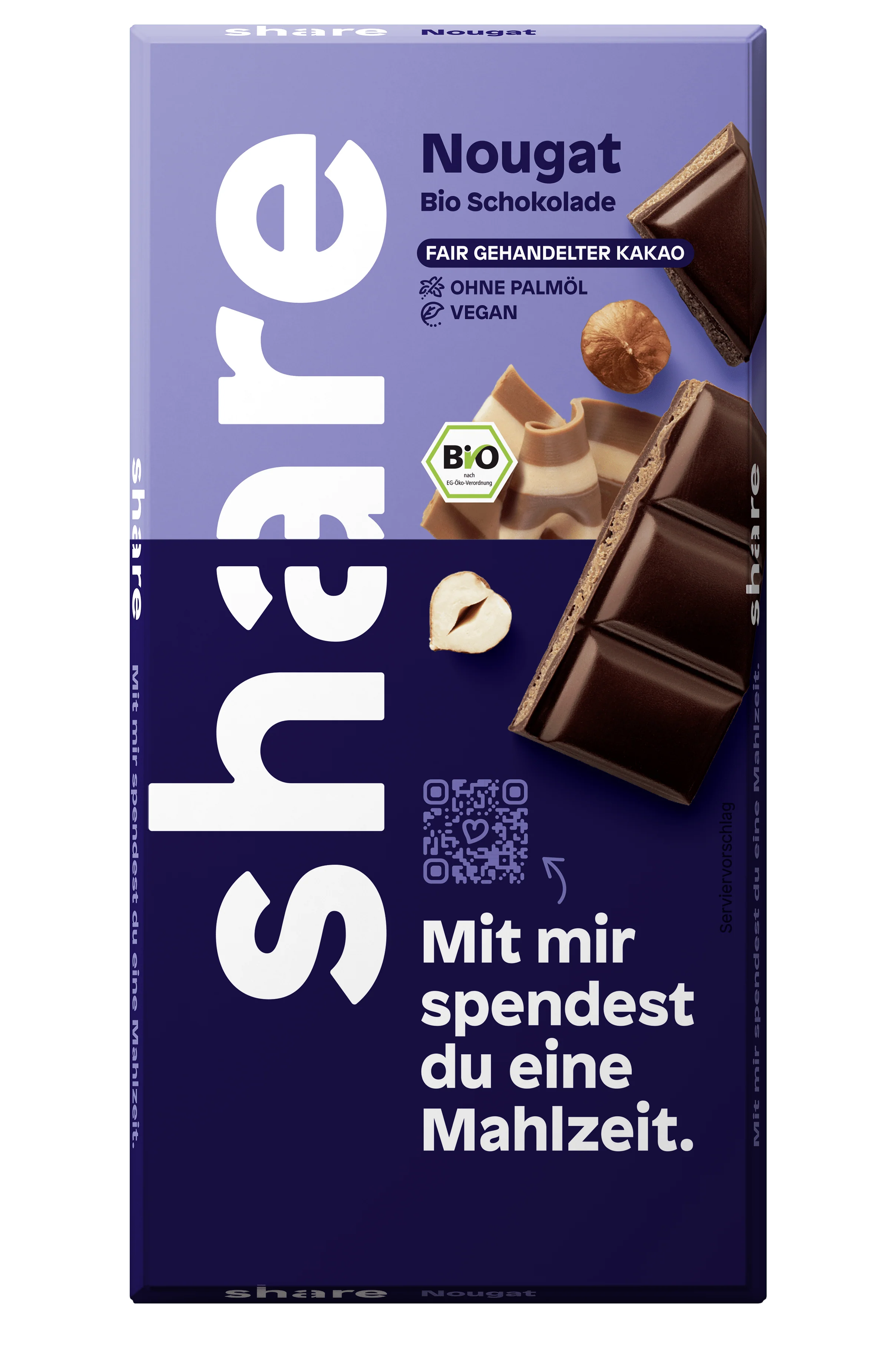 Vegane Bio Schokoladentafel Nougat - Image 3