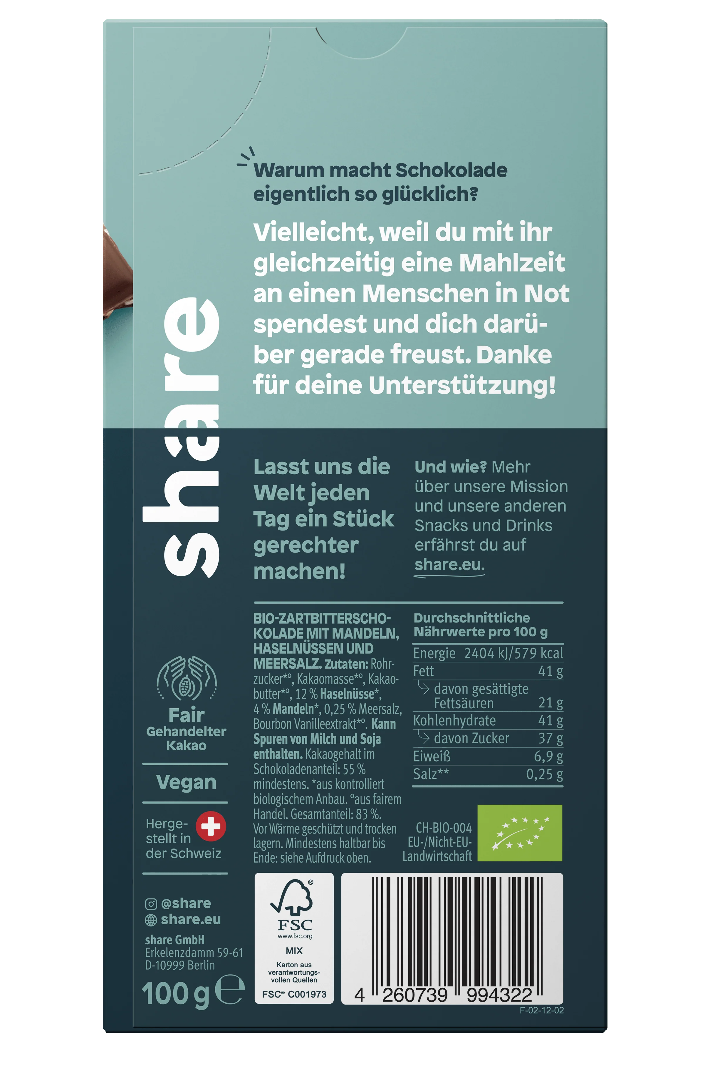 Vegane Bio Schokoladentafel Nuss & Meersalz - Image 4
